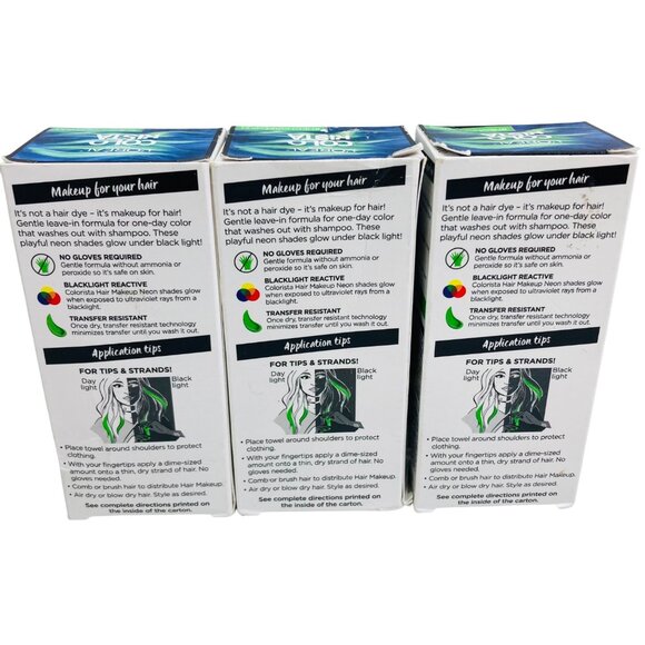 LOreal Colorista Hair Makeup Neon Green 1-Day Color Bleached & Light Blondes 3pk - Picture 3 of 3